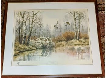 Herb Booth Signed Lithograph, Mill Pond Mallards