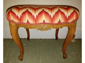 Needlework Flame Stitch Upholstered French Foot Rest