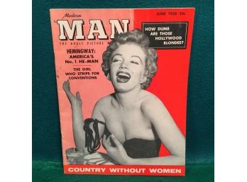 Vintage 'Modern Man' Magazine. June 1956. Marilyn Monroe Cover. Anita Ekberg. 50 Page Text And Photographs.