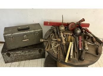 Vintage Tools With Two Metal Tool Boxes!!