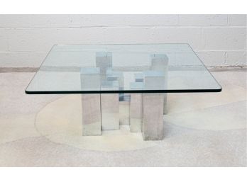 Paul Evans Style Chrome And Glass Cityscape Coffee Table