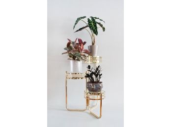 Vintage Gold Metal 3-Tiered Plant Stand