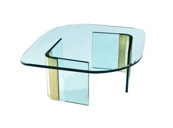 Pace Collection Scalloped Brass Glass And Coffee Table By Leon Rosen