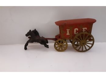 Vintage Cast Iron Troy Horse And Carriage