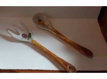 Decorative Porcelain Serving Spoon And Fork