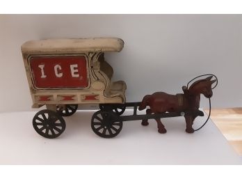 Vintage Cast Iron Horse And Wagon