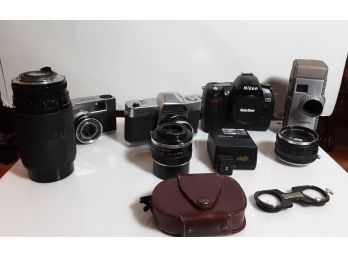 Group Of Assorted Cameras And Lenses