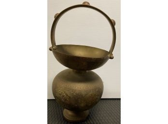 Embossed Decorated Brass Pot