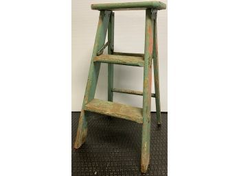 Country Step Ladder In Green Paint