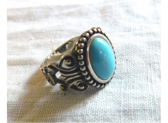 Fancy Sterling Ring With Turquoise