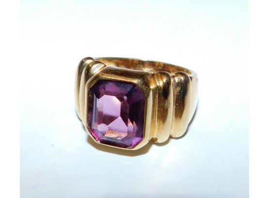 Markeed 14KT Man's Ring With Purple Stone