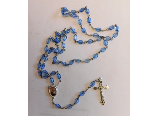 Blue Beads & Silver Tone ROSARY BEADS