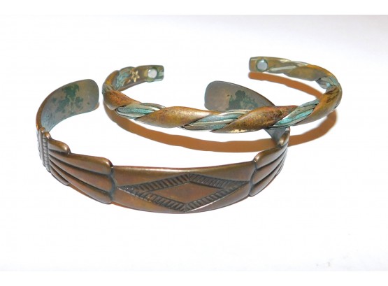 2 Vintage Cuffs, Brass & Copper & Copper With Design