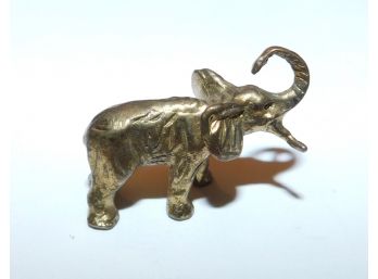 Tiny Brass Or Bronze Elephant Figurine, Trunk Up!