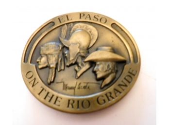 'EL PASO ON THE RIO GRANDE' Beklt Buckle,  Indiana Metal Craft, Acosta Collection.