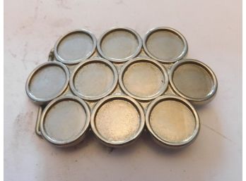 Massive Silver Tone BELT BUCKLE Of Conjoined Circles