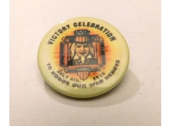 Advertising Button,  'VICTORY CELEBRATION, JULY 4TH, 1929'
