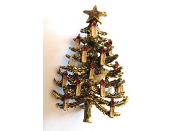 Old Christmas Tree Pin With Candles