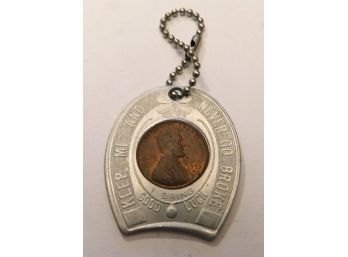 Horseshoe Good Luck Key Chain With 1953D Penny.