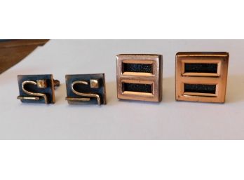 TWO Pairs Of COPPER Clad Cuff Links, Geometric Designs