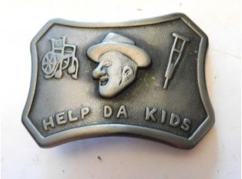 'HELP DA KIDS' Belt Buckle, Made In Meriden Conn.