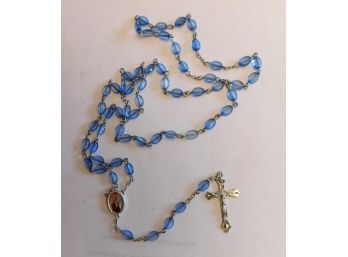 Blue Beads & Silver Tone ROSARY BEADS