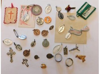 Large Lot Of Religious Items, Medal, Scapula, Etc:
