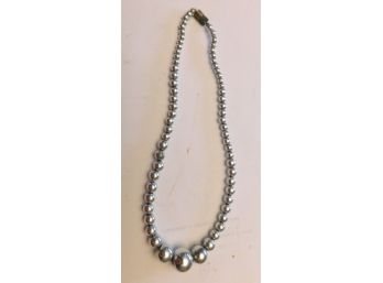 1960's Graduated Silver Tone Beads Necklace