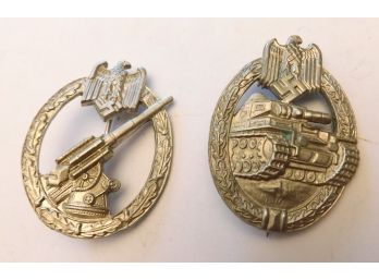 2 German Military Pins Featuring Tanks