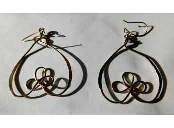 Gold Loop Earrings In Heart Shape
