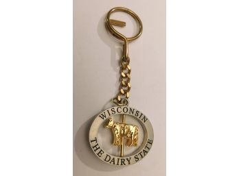 Unique 'WISCONSIN THE  DAIRY STATE' Key Chain, SPINABLE COW