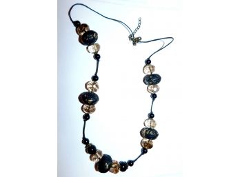 Quite Stunning Necklace In Black, Clear & Gold