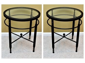 Pair Of Iron And Glass Side Tables