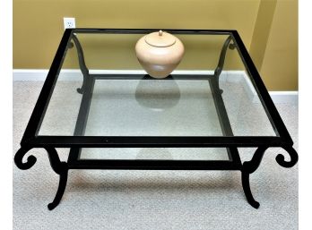 Two Tier Glass And Metal Coffee Table