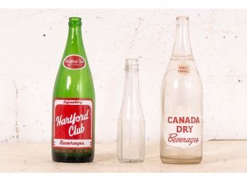 Trio Of Old Glass Soda Bottles