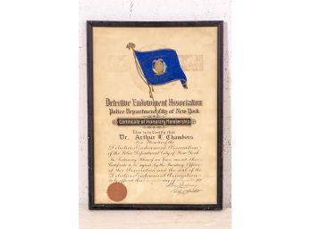 NYPD Detective Endowment Association Certificate Of Honorary Membership