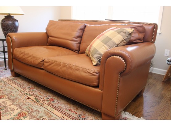 A Rudin Luxury Custom Leather Loveseat Sofa