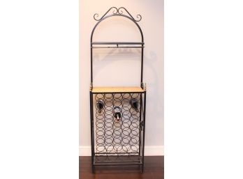 Metal Frame Wine Rack With Glass Rack And Pouring Table