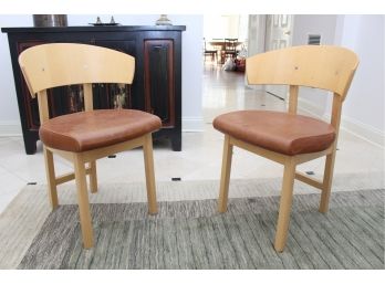 Pair Of Contemporary Leather Ikea Chairs