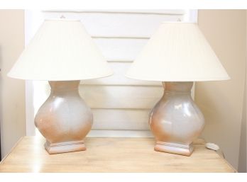 Pair Of Crackled Table Lamps