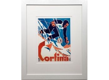 Ski Cortina - Art Deco Lodge Poster- Giclee Print
