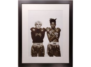 Michael Halsband  - Andy Warhol And Jean-Michel Basquiat With Boxing Gloves - Fine Art Print