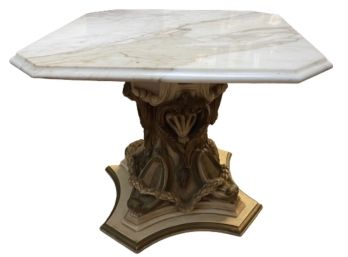 Marble Top Ornate End Table