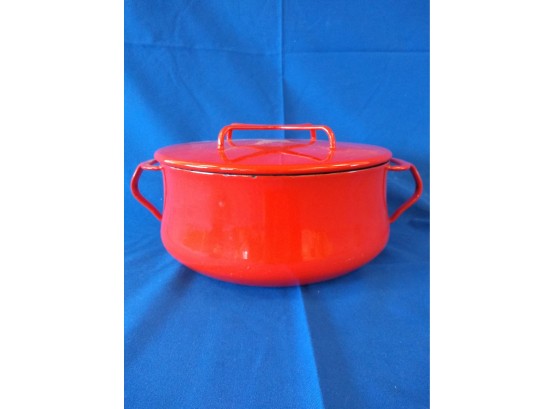 Vintage Red Dansk Enamel Cookware Lidded Pot
