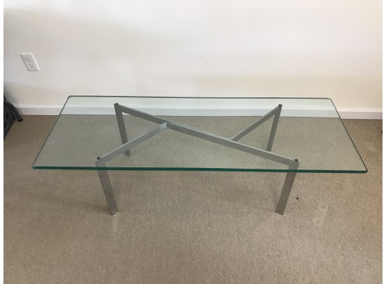 Estate Fresh Mid Century Modern Brushed Chrome And Glass Coffee Table