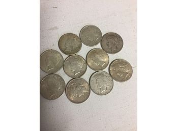 10 Peace Silver Dollars , 3 , 1922 , 3, 1923, 3,1924, 1 1928.