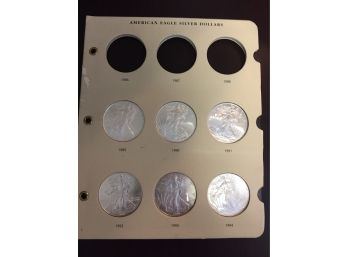 6  American Eagle Silver Dollars UNC  999.