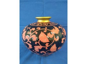 Fantastic Pink And Black Art Pottery Vase Matte And Gloss