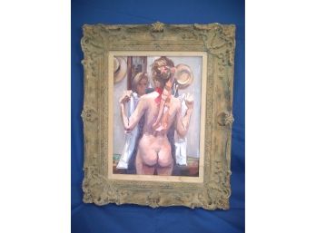 Gerald Fairclough Oil Painting 'Nude With Ribbon'