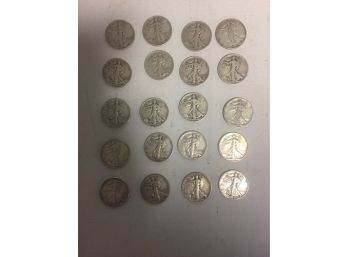 20 Pcs Standing Liberty Half Dollars 30s And 40s 90  Percent  Silver